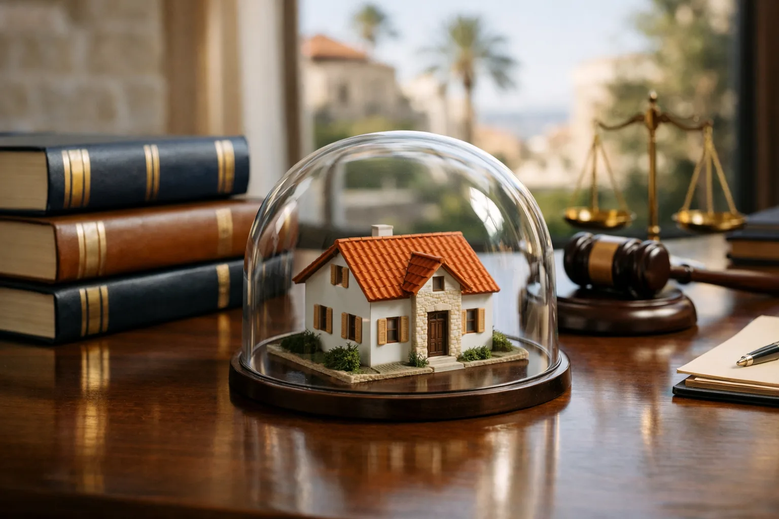 בית דגם מוגן בכיפת זכוכית