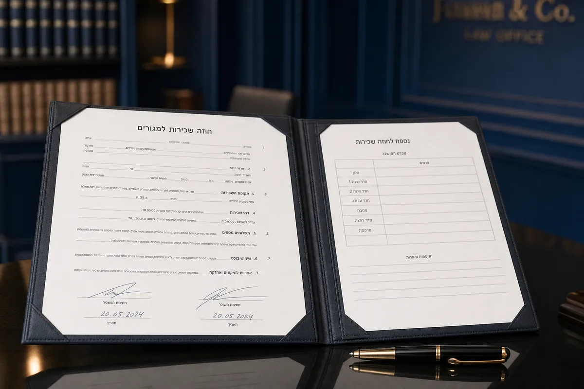 נספח הארכת חוזה שכירות ומסמכי חוזה בתיק עורך דין מקרקעין